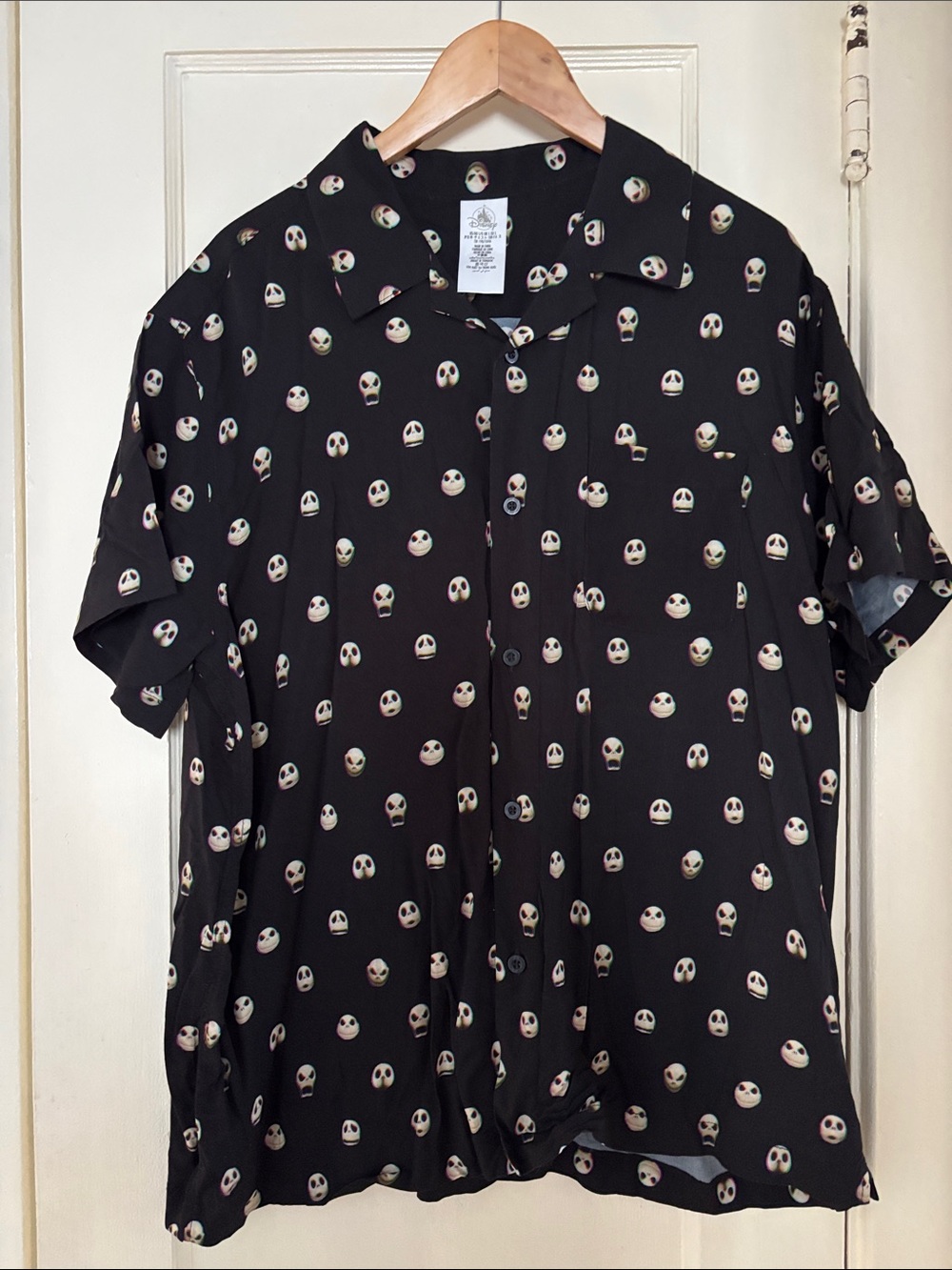 Disney Black Button-Down Shirt with Jack Skellington Skull Print
